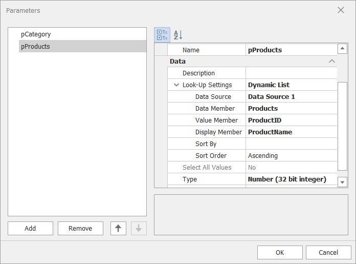 Dashboard for WinForms - Create Dashboard Parameter