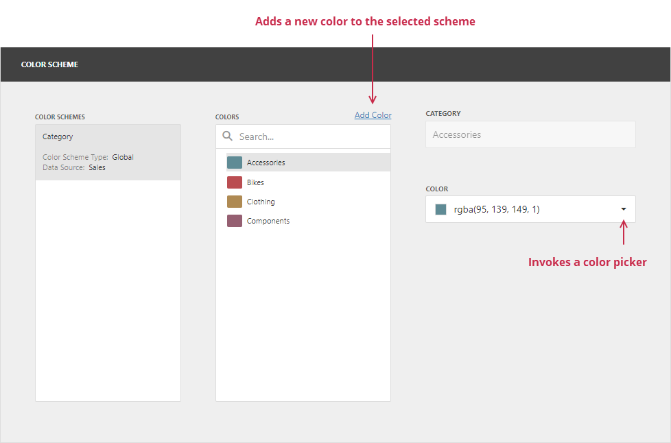 Coloring for Web Dashboard - Color scheme page