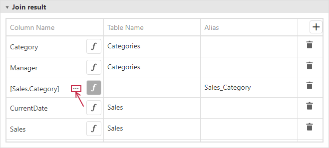 Query Builder for Data Federation - Set expression in the Join query