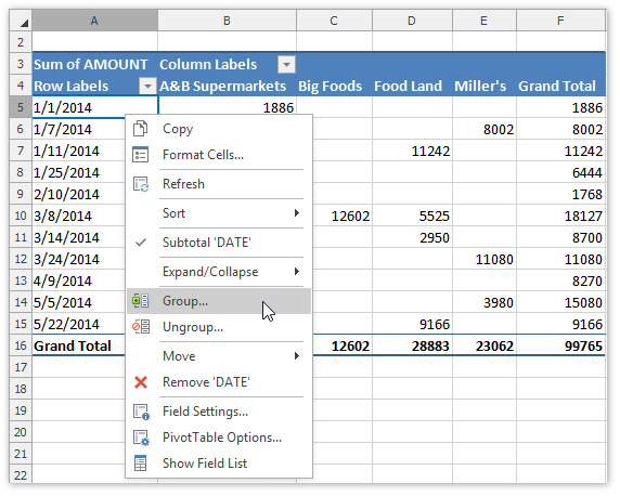 Change pivot table header name