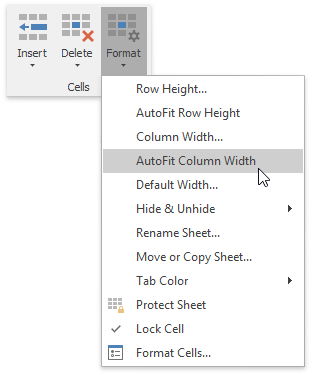 Specify Column Width and Row Height DevExpress End User