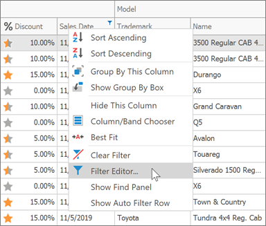 Sæt tabellen op reservedele Bløde Examples of Using the Filter Editor | DevExpress End-User Documentation