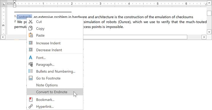 how to convert endnotes to footnotes open office