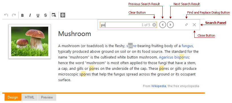ASPxHtmlEditor-SearchPanel