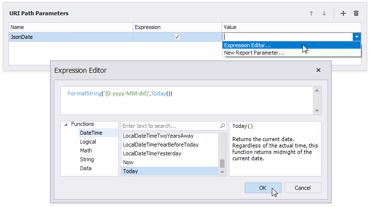 JSON-specify-parameter-expression