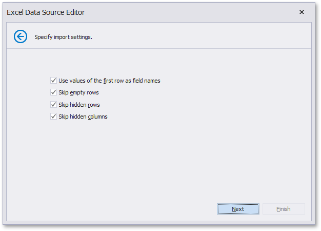 eurd-win-exceldatasource_specifyingimportoptions