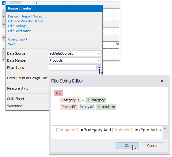 Create a filter condition for a report