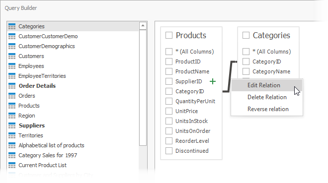 Query Builder: Edit Relation