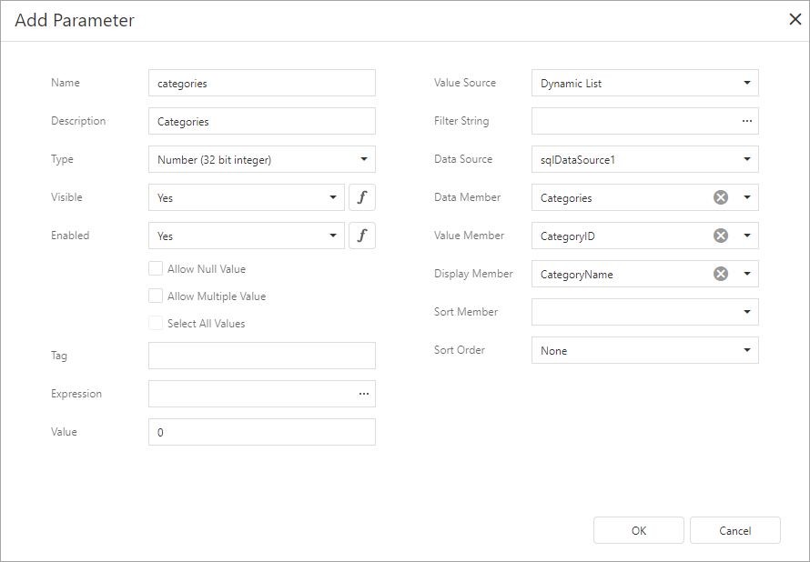 Create category parameter