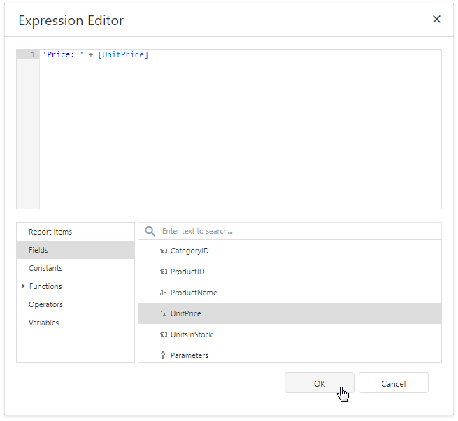 Expression Editor for the BeforePrint event