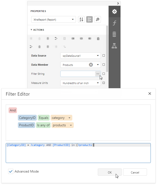 Create a filter condition for a report