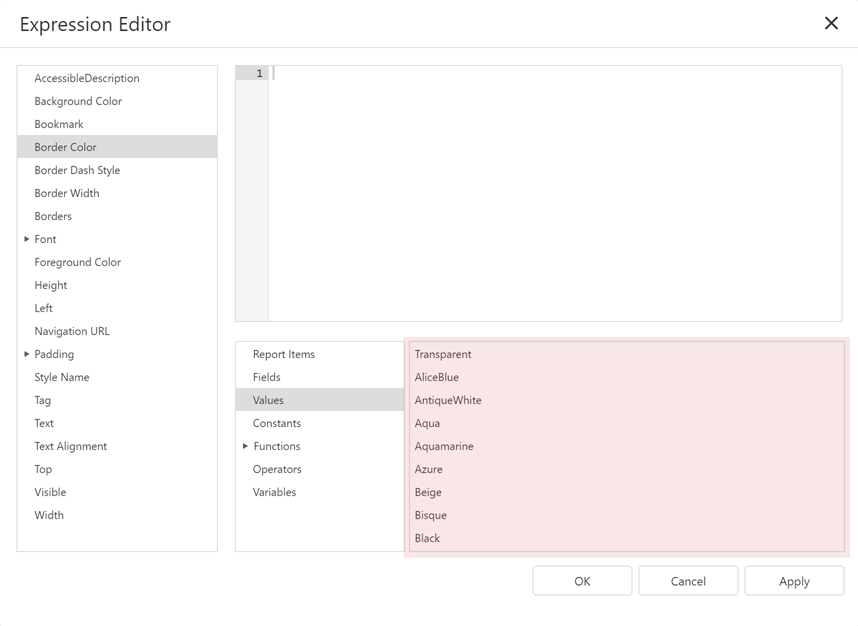 Enumeration in Expression Editor