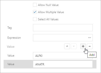 Specify default values for a multi-value parameter