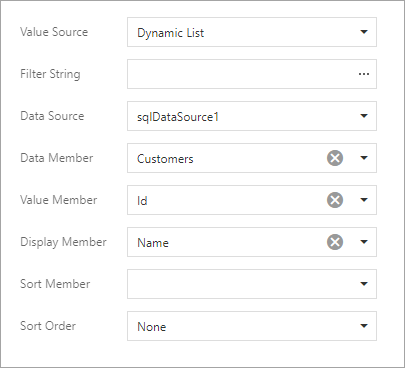 Specify parameter options for a parameter with dynamic values