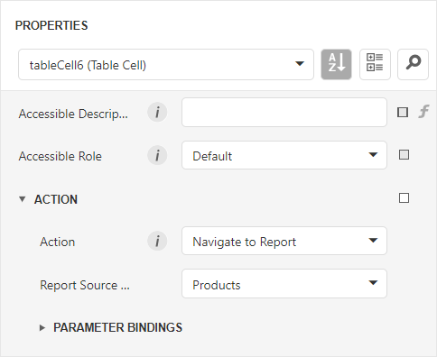 Specify the Navigate to Report action